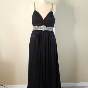 Nina Canacci Black Maxi Dress with Silver Accents
